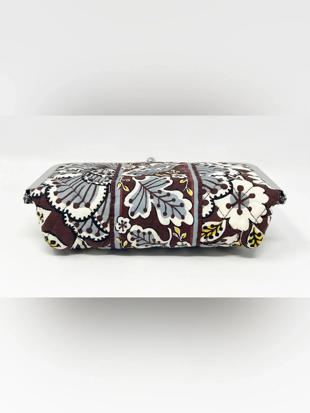 Vera Bradley State Blooms Floral Brown Kiss Lock Clutch/Makeup Bag